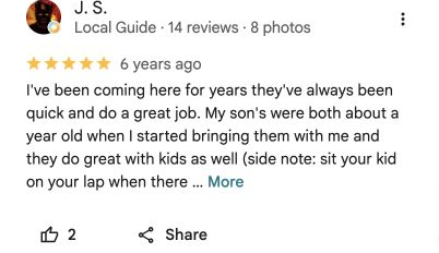 Five-star Google review 7 for Danny Barber Shop