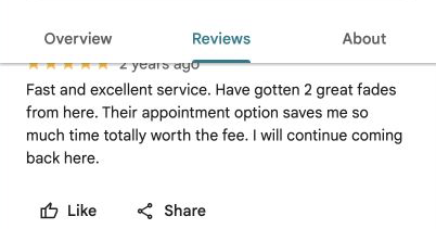 Five-star Google review 9 for Danny Barber Shop