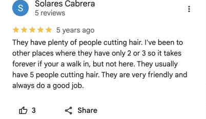 Five-star Google review 11 for Danny Barber Shop