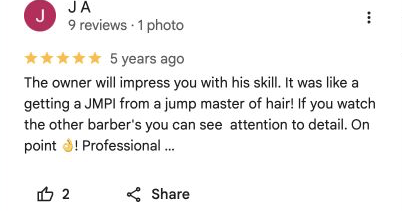 Five-star Google review 16 for Danny Barber Shop
