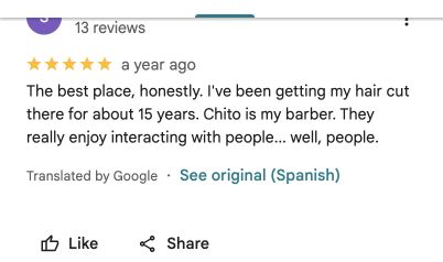 Five-star Google review 17 for Danny Barber Shop